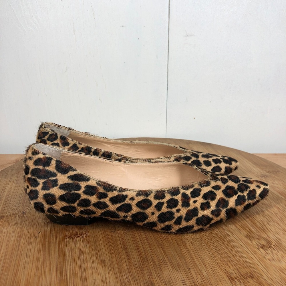Napoleoni Womens size 37 shoes brown Leopard Print cow Hair Career Classic flats